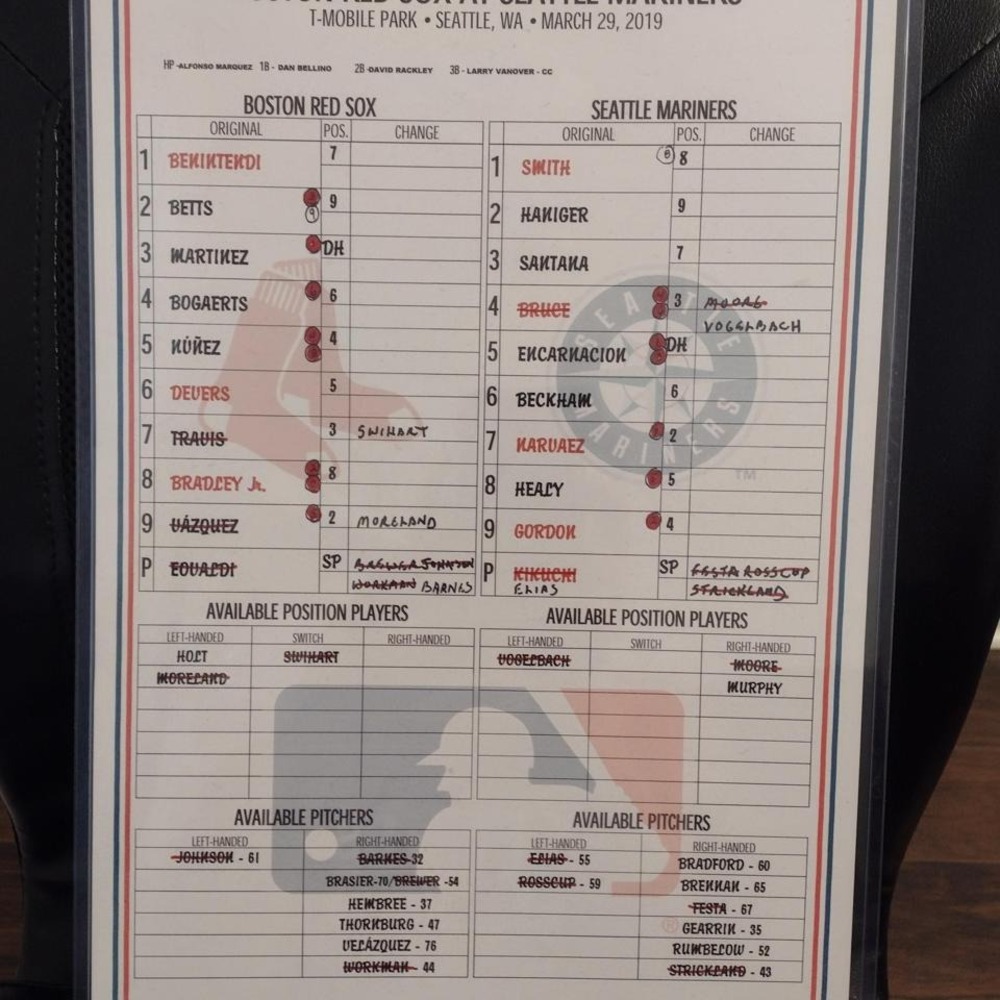 VIntage Boston Red Sox official MLB game day used gamecard with COA